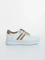 Дамски спортни обувки бели с бежово от екологична кожа Anzara