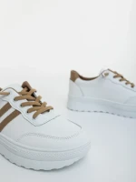 Дамски спортни обувки бели с бежово от екологична кожа Anzara