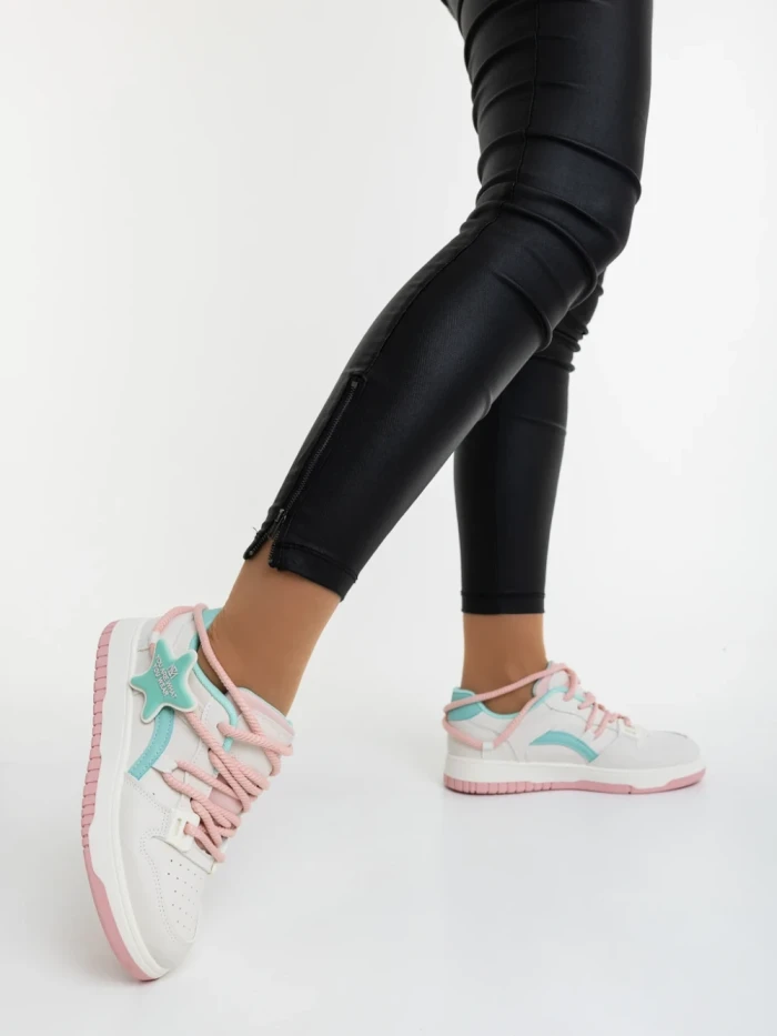 Дамски спортни обувки розови със синьо от еколгична кожа Serenza