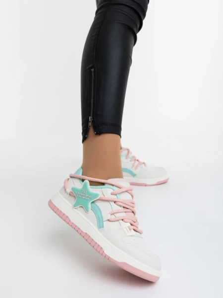 Дамски спортни обувки розови със синьо от еколгична кожа Serenza
