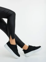 Дамски спортни обувки черно-бели от еколгична кожа Sikara