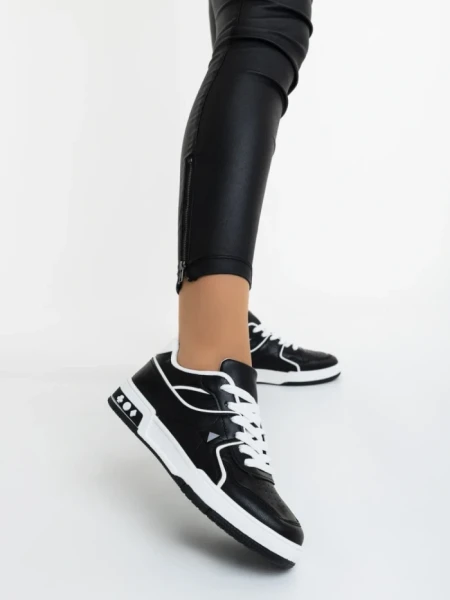 Дамски спортни обувки черно-бели от еколгична кожа Dachara