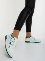 Дамски спортни обувки бели със зелено от еколгична кожа Dachara