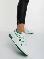 Дамски спортни обувки бели със зелено от еколгична кожа Dachara
