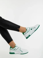 Дамски спортни обувки бели със зелено от еколгична кожа Dachara