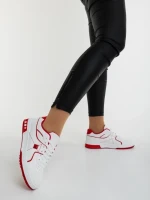 Дамски спортни обувки бели с червено от еколгична кожа Dachara