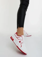 Дамски спортни обувки бели с червено от еколгична кожа Dachara