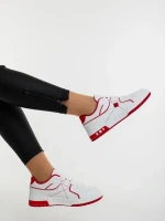 Дамски спортни обувки бели с червено от еколгична кожа Dachara