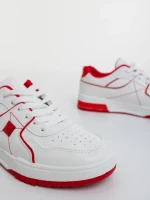 Дамски спортни обувки бели с червено от еколгична кожа Dachara