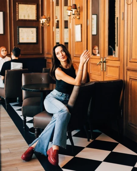 Дамски мокасини виненочервени от екологична кожа Sumira