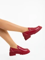 Дамски мокасини виненочервени от екологична кожа Sumira