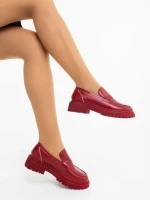 Дамски мокасини виненочервени от екологична кожа Sumira