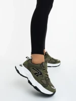 Дамски спортни обувки зелени от екологична кожа и текстилен материал Nuzia