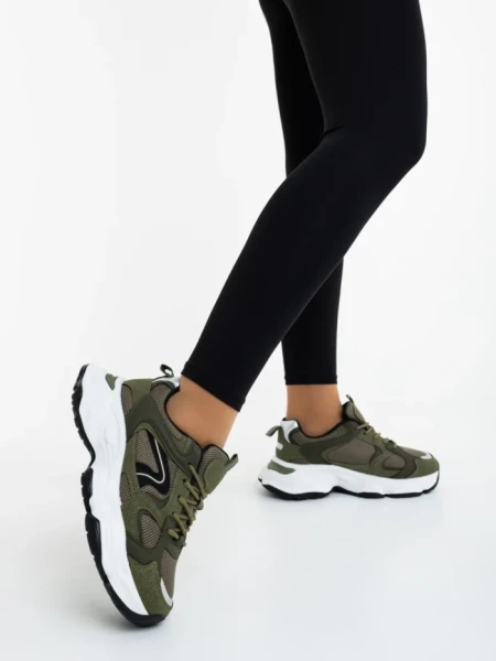 Дамски спортни обувки зелени от екологична кожа и текстилен материал Nuzia