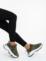 Дамски спортни обувки зелени от екологична кожа и текстилен материал Nuzia