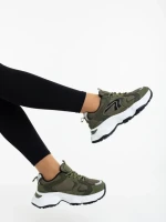 Дамски спортни обувки зелени от екологична кожа и текстилен материал Nuzia