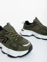 Дамски спортни обувки зелени от екологична кожа и текстилен материал Nuzia