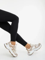 Дамски спортни обувки бежови от екологична кожа и текстилен материал Nuzia