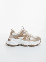 Дамски спортни обувки бежови от екологична кожа и текстилен материал Nuzia