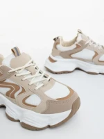 Дамски спортни обувки бежови от екологична кожа и текстилен материал Nuzia