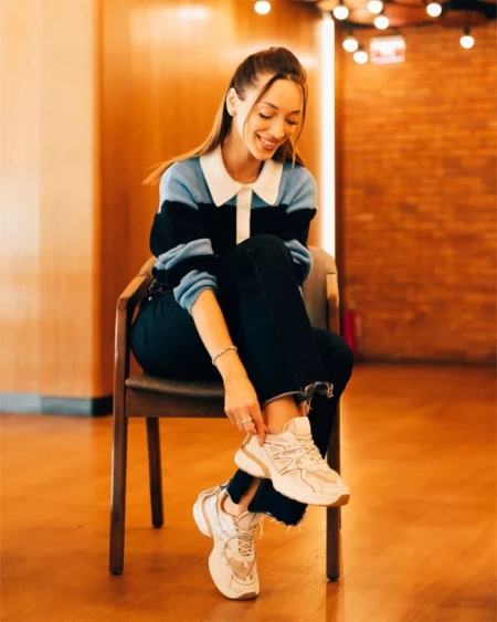 Дамски спортни обувки бежови от екологична кожа и текстилен материал Lotiva