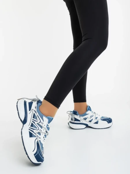 Дамски спортни обувки сини от екологична кожа и текстилен материал Lotiva