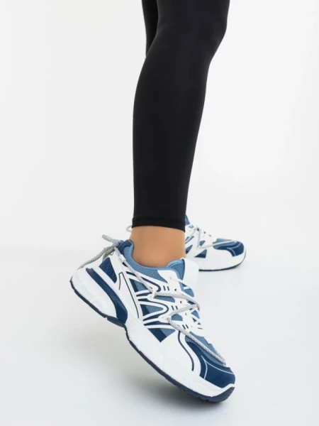 Дамски спортни обувки сини от екологична кожа и текстилен материал Lotiva