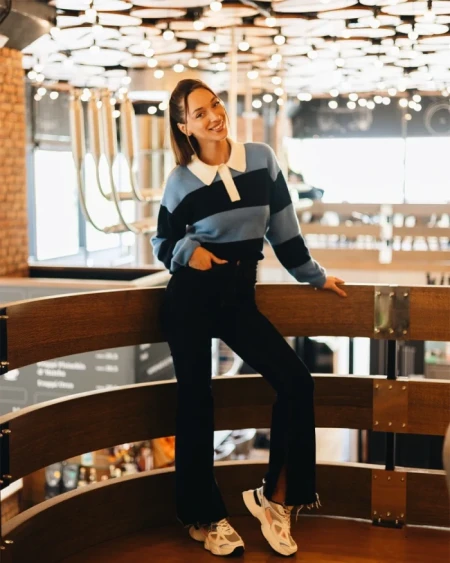 Дамски спортни обувки бели с розово от екологична кожа и текстилен материал Zehara