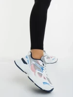 Дамски спортни обувки бели с розово от екологична кожа и текстилен материал Zehara