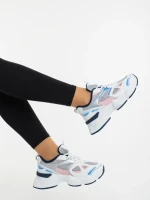 Дамски спортни обувки бели с розово от екологична кожа и текстилен материал Zehara