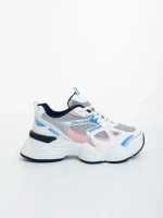 Дамски спортни обувки бели с розово от екологична кожа и текстилен материал Zehara