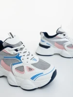 Дамски спортни обувки бели с розово от екологична кожа и текстилен материал Zehara