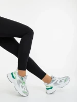 Дамски спортни обувки бели със зелено от екологична кожа и текстилен материал Zehara