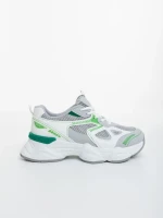 Дамски спортни обувки бели със зелено от екологична кожа и текстилен материал Zehara