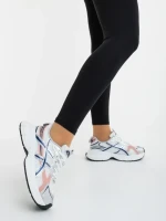 Дамски спортни обувки бели с розово от екологична кожа и текстилен материал Elle