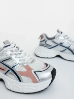 Дамски спортни обувки бели с розово от екологична кожа и текстилен материал Elle