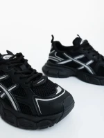 Дамски спортни обувки черни от екологична кожа и текстилен материал Elle