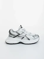 Дамски спортни обувки бели със сребристо от екологична кожа и текстилен материал Elle