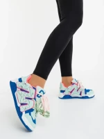 Дамски спортни обувки сини с розово от екологична кожа Osiana