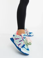 Дамски спортни обувки сини с розово от екологична кожа Osiana