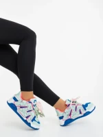 Дамски спортни обувки сини с розово от екологична кожа Osiana