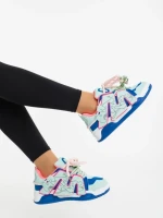 Дамски спортни обувки сини с розово от екологична кожа Osiana