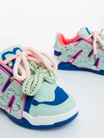 Дамски спортни обувки сини с розово от екологична кожа Osiana