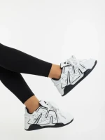 Дамски спортни обувки бели с черно от екологична кожа Osiana