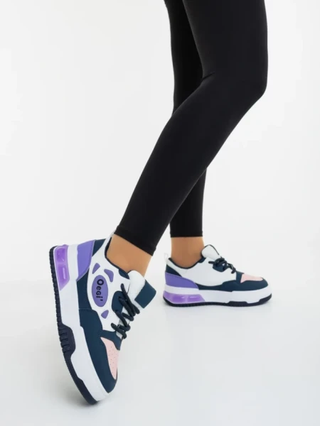 Дамски спортни обувки лилави с бяло от екологична кожа Aresia