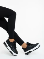 Дамски спортни обувки черно-бели от екологична кожа Aresia