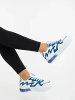 Дамски спортни обувки бели със синьо от екологична кожа и текстилен материал Sindria