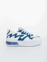 Дамски спортни обувки бели със синьо от екологична кожа и текстилен материал Sindria