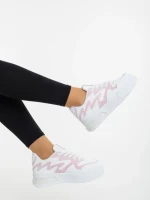 Дамски спортни обувки бели с розово от екологична кожа и текстилен материал Sindria