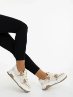 Дамски спортни обувки бежови от екологична кожа и текстилен материал Lalona